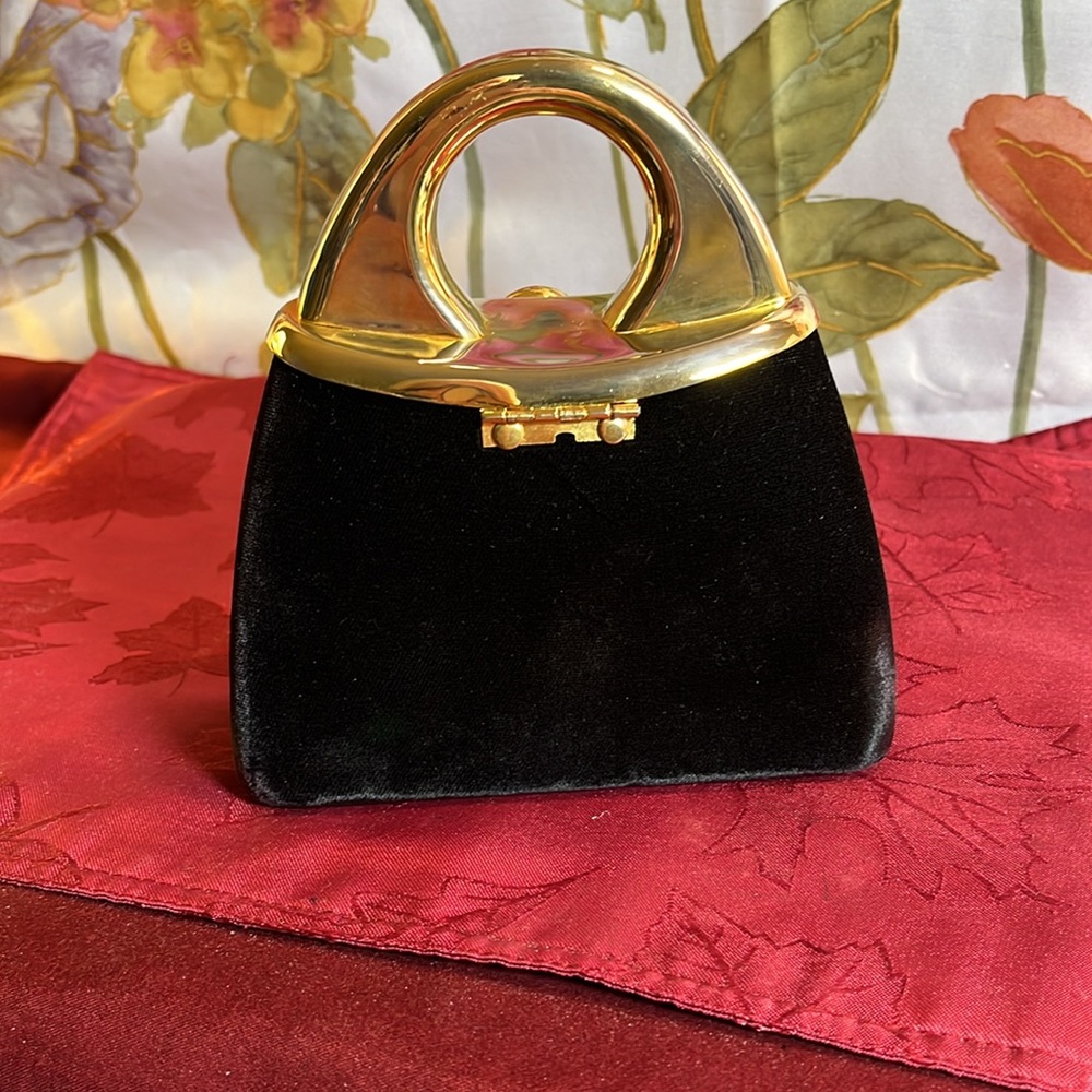 Black Velvet and Gold Mini Bag - Picture 2 of 7